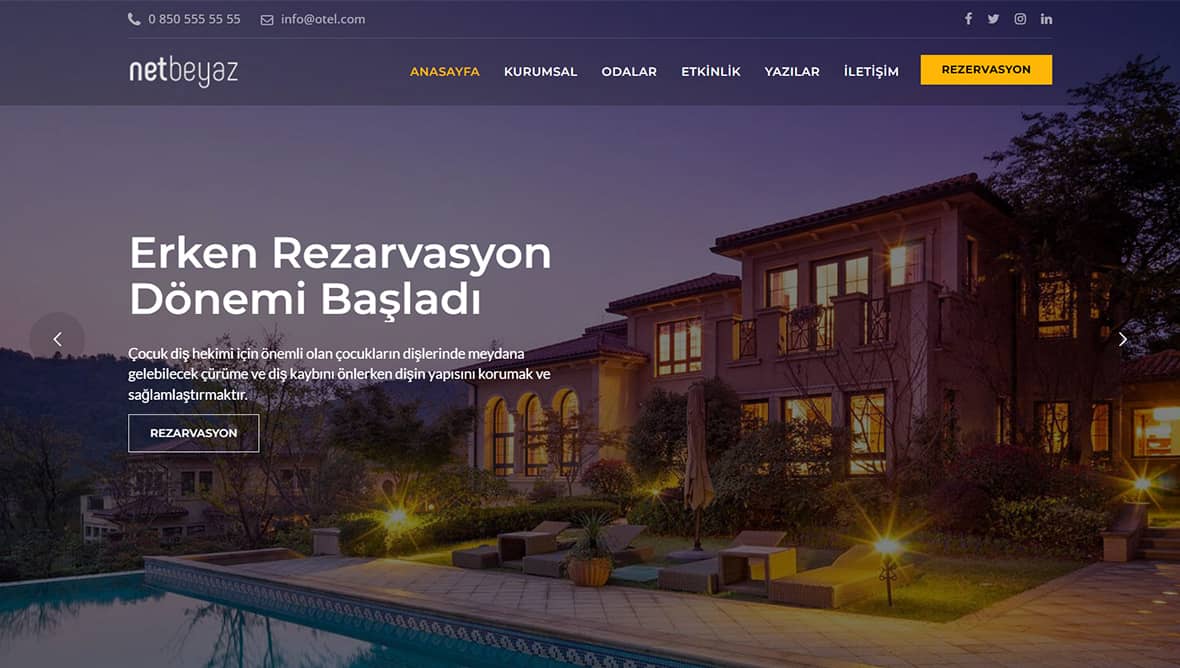 Hotel Bungalov Web site Yazılımı