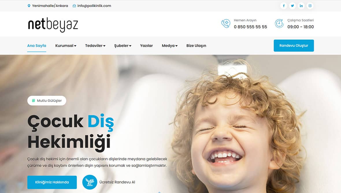 Netbeyaz Dişçi Doktor Klinik Scripti